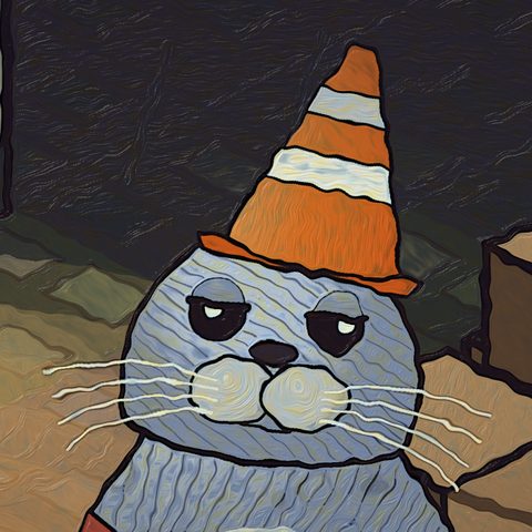 Pylon's face under her cone, deadpan.